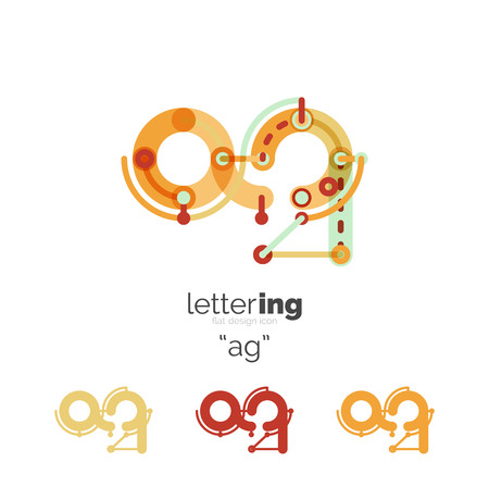 Alphabet letter font business icon. Company name concept. Flat thin line segments connected to each other.のイラスト素材