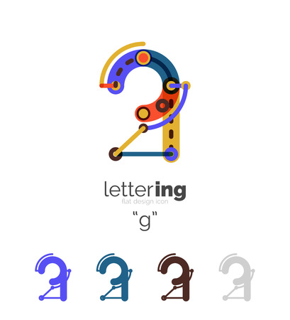 Linear initial letters, branding concept, cartoon funny styleのイラスト素材
