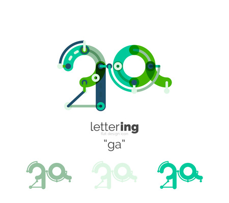 Linear initial letters, branding concept, cartoon funny styleのイラスト素材