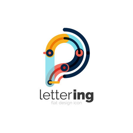 Letter business linear icon on white background. Alphabet initial letters company name concept. Flat thin line segments connected to each other. Flat cartoon industrial wire or tube design of ABC typefaceのイラスト素材