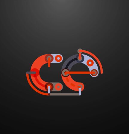 Company branding  of initial letters on black. Flat cartoon industrial wire or tube design of ABC typefaceのイラスト素材