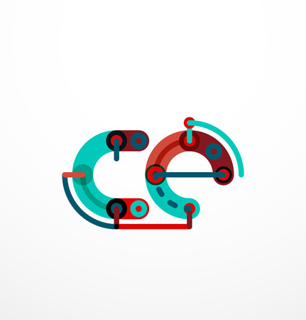 Linear initial letters,  branding concept, cartoon funny styleのイラスト素材