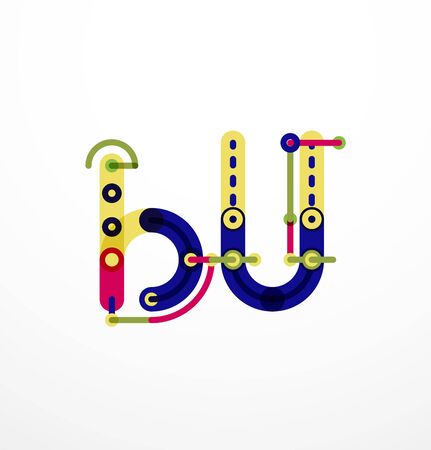 Linear business letter. Alphabet initial letters company name concept. Flat thin line segments connected to each other.のイラスト素材