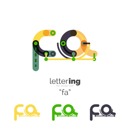 Linear initial letters branding concept, cartoon funny styleのイラスト素材