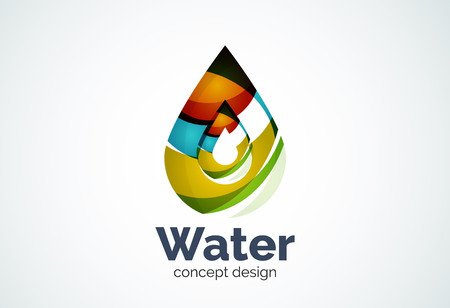 Abstract business company water drop template, conservation environmental nature concept - geometric minimal style, created with overlapping curve elements and waves. Corporate identity emblemのイラスト素材