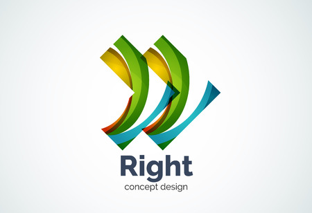 Abstract business company arrow   template, direct concept - geometric minimal style, created with overlapping curve elements and waves. Corporate identity emblemのイラスト素材
