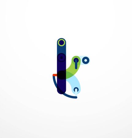 Abstract line design letter created with colorful line segmentsのイラスト素材