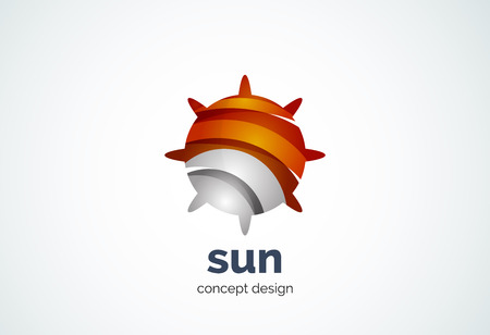 Sun  template, shining star concept - geometric minimal style, created with overlapping curve elements and waves. Corporate identity emblem, abstract business company branding elementのイラスト素材