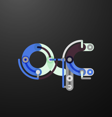 Company branding of initial letters on black. Flat cartoon industrial wire or tube design of ABC typefaceのイラスト素材