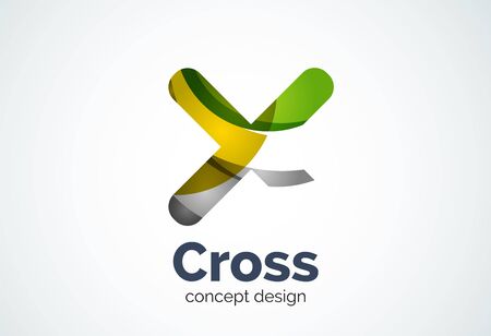 X cross template, rotated plus, medical or letter concept. Modern minimal design created with geometric shapes - circles, overlapping elementsのイラスト素材