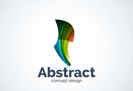 Abstract wave template, smooth motion concept. Color overlapping pieces design styleのイラスト素材
