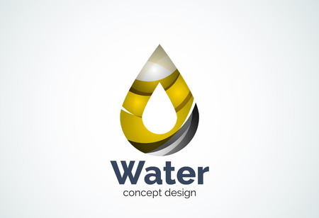 Abstract business company water drop  template, conservation environmental nature concept - geometric minimal style, created with overlapping curve elements and waves. Corporate identity emblemのイラスト素材