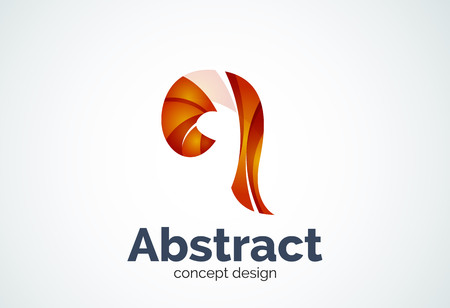 Abstract swirl template, smooth elegant shape concept. Color overlapping pieces design styleのイラスト素材