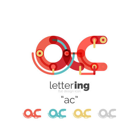 Letter line concept isolated on white. Connected color segmentsのイラスト素材