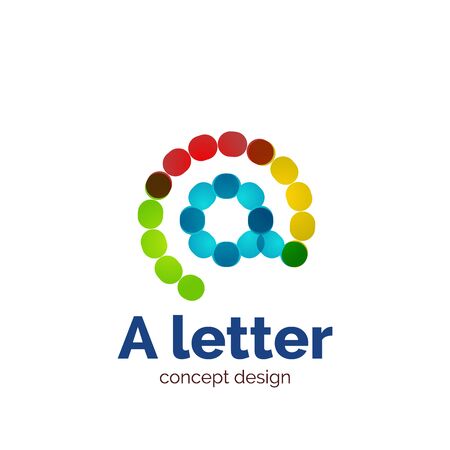 Vector modern minimalistic dotted letter concept logo template, abstract business iconのイラスト素材