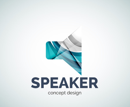 Speaker business branding icon, created with color overlapping elements. Glossy abstract geometric styleのイラスト素材