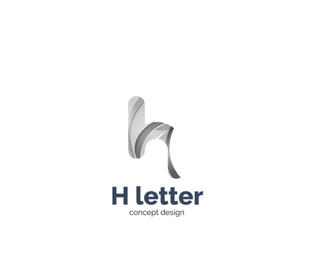 Abstract H geometric letter template. Overlapping transparent wave elements compositionのイラスト素材