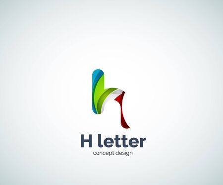 Abstract H geometric letter   template. Overlapping transparent wave elements compositionのイラスト素材