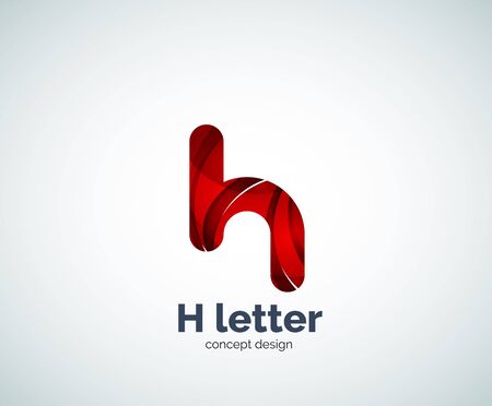 Abstract H geometric letter   template. Overlapping transparent wave elements compositionのイラスト素材