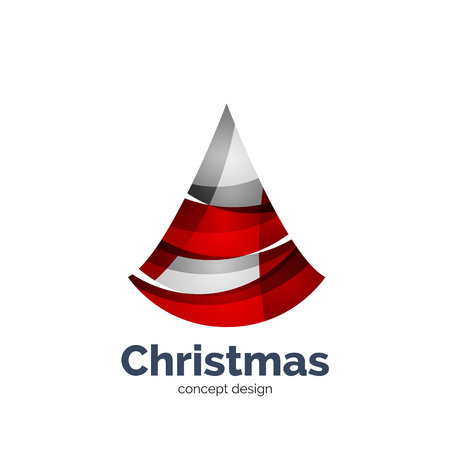 Vector abstract geometric Christmas tree icon. Vector New Year concept created with wavesのイラスト素材