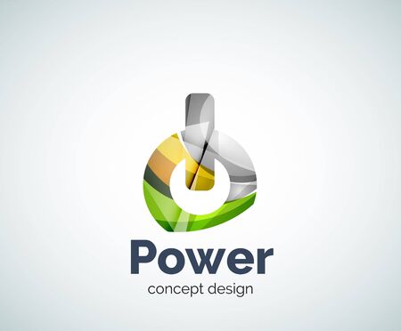 Power button template, abstract geometric glossy business iconのイラスト素材
