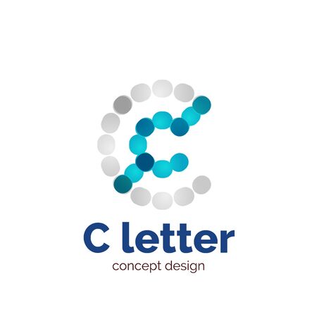 Vector modern minimalistic dotted letter concept logo template, abstract business iconのイラスト素材