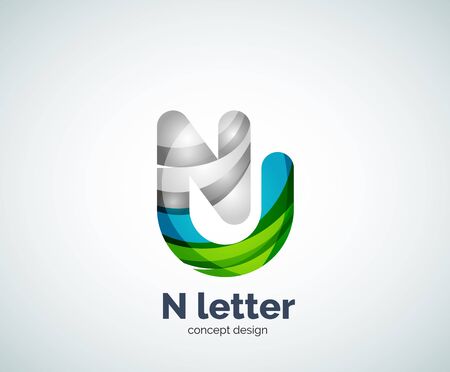 Vector N letter business modern abstract geometric elegant design. Created with wavesのイラスト素材