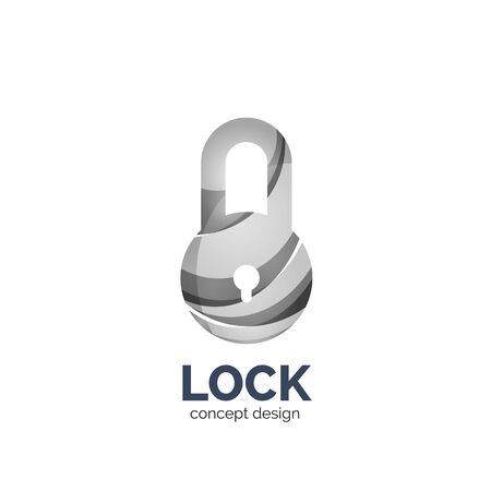 Vector creative abstract lock created with lines, security conceptのイラスト素材