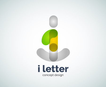 Vector i letter abstract geometric template, created with overlapping elementsのイラスト素材