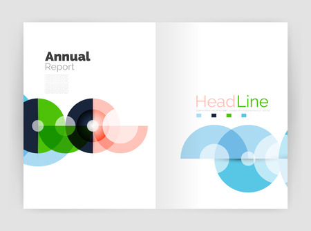 Circle annual report templates, business flyers. Vector abstract backgroundsのイラスト素材