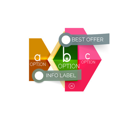 Abstract infographic geometric templates. Vector layouts with options and text for business background - numbered banners - business lines - graphic websiteのイラスト素材