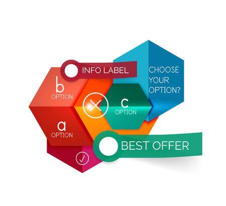 Abstract infographic geometric templates. Vector layouts with options and text for business background - numbered banners - business lines - graphic websiteのイラスト素材