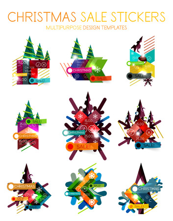 Paper Christmas and New Year banners with sparklesのイラスト素材