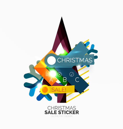Paper Christmas and New Year banners with sparklesのイラスト素材