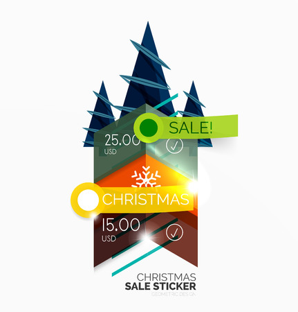 Paper Christmas and New Year banners with sparklesのイラスト素材