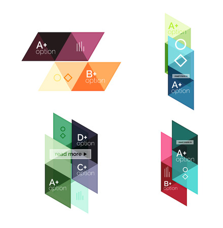 Vector set of colorful geometric infographics for workflow layout, diagram, number options or navigation web designのイラスト素材