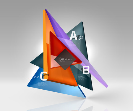 Colorful glossy glass triangle on empty 3d spaceのイラスト素材