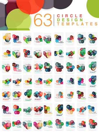 Mega collection of 63 circle business brochure and leaflet templatesのイラスト素材