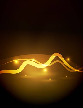 Glowing magic wave line with light effects in darkness. Vector illustrationのイラスト素材