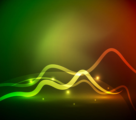 Glowing magic wave line with light effects in darknessのイラスト素材