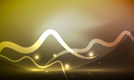 Glowing magic wave line with light effects in darkness. Vector illustrationのイラスト素材