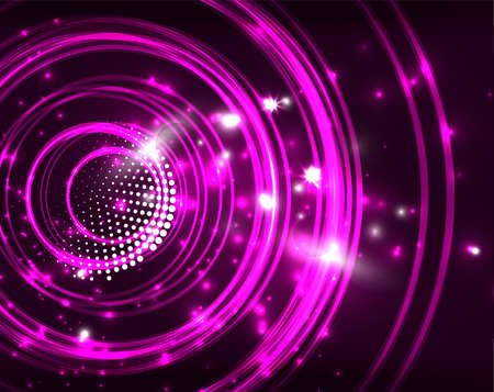 Neon purple circles vector abstract pattern backgroundのイラスト素材