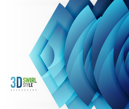 Swirl and wave 3d effect objects, abstract template vector design. Overlapping waves on white backgroundのイラスト素材