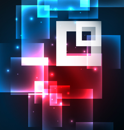 Dark background design with squares and shiny glowing effectsのイラスト素材