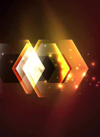 Techno glowing glass hexagons vector backgroundのイラスト素材