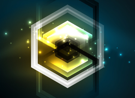 Techno glowing glass hexagons vector backgroundのイラスト素材
