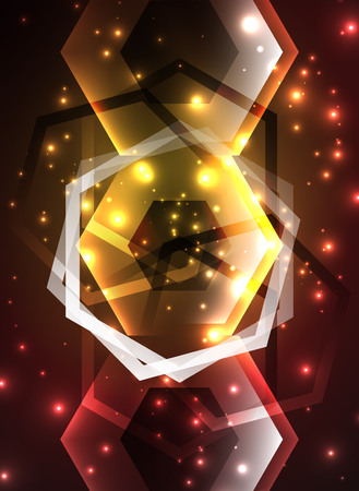 Techno glowing glass hexagons vector backgroundのイラスト素材