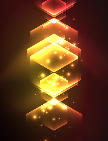 Techno glowing glass hexagons vector backgroundのイラスト素材