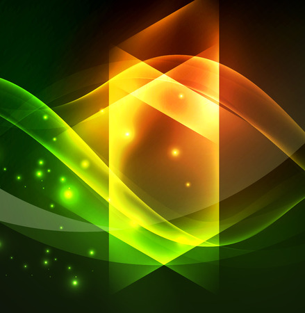Glowing geometric shapes in dark space backgroundのイラスト素材