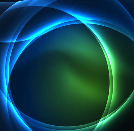 Glowing geometric shapes in dark space backgroundのイラスト素材